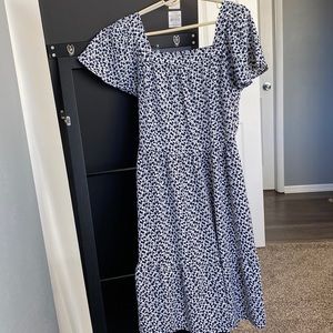 Small cream and navy dress